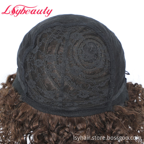 Non Lace Short Pixie Curly  Brazilian Human Hair Wig With Fringe Bangs 100% Human Hair Jerry Curl Wigs For Black Women